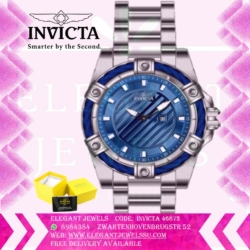 Men Watch Invicta 46873 Silver Blue Swimproof 10ATM
