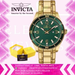 Men Watch Invicta 46675 Gold Green Swimproof 50ATM
